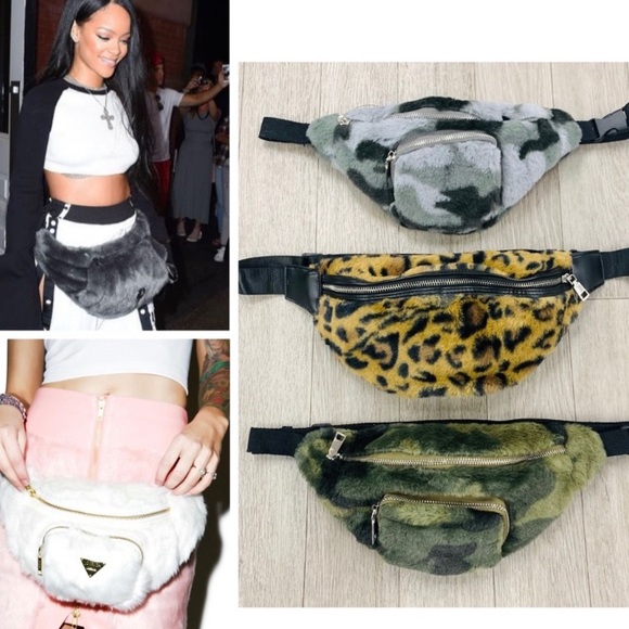 Handbags - Faux Fur Fanny packs! Leopard or Camo! NWT